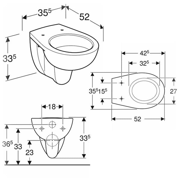 Twyford AR1708WH Alcona Wall Hung Pan