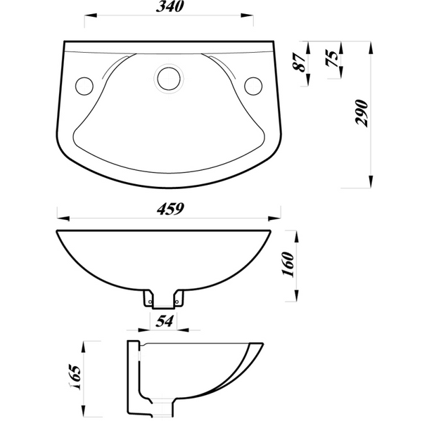 Arley 2TH Wall Basin 450mm