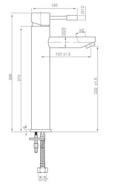 Eazee Round Tall Basin Mixer