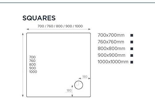 Just Trays A100140 White Ultracast 1000 mm Square Shower Tray