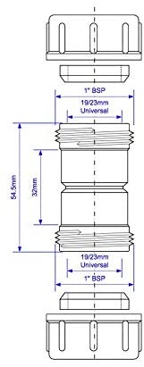 McAlpine Universal Overflow Pipe Connector 19-23mm 3/4" R1M