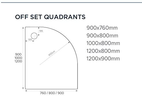 Just Trays A976LQ100 White Ultracast 900 x 760 Left Hand Quadrant Shower Tray