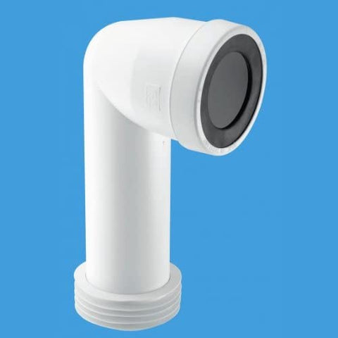 McAlpine WC-CON8E 90 Degree Bend Adjustable Length Extended Inlet Rigid WC Connector, White