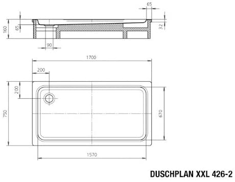 Kaldewei Ambience duschplan XXL 426åʉÛÒåÊ1åÊSteel Shower TrayåʉÛÒåÊ750åÊx 1700åÊmm Alpinweiss