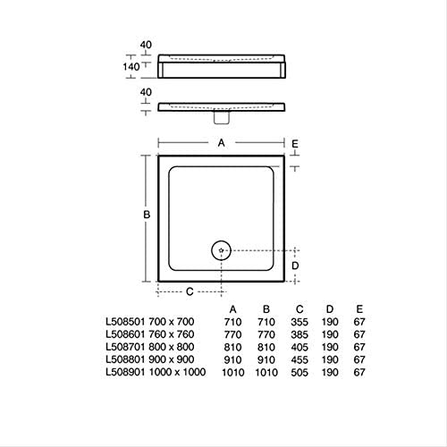 Ideal Standard L508701 Simplicity 800x800mm Low Profile Flat Top Shower Tray Including Waste