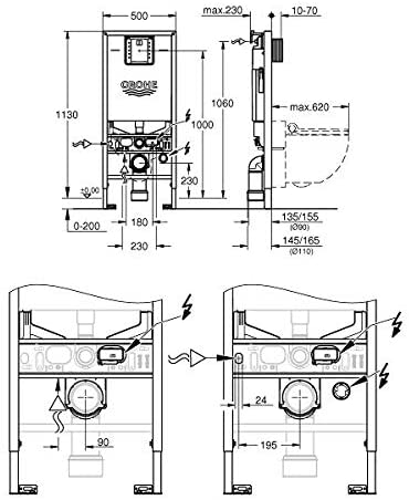 Grohe ‰ۡóÁÌÎ̝ÌÎ̥ Recessed Cistern ‰ۡóÁÌÎ̝ÌÎ̥ Rapid SLX 3-in-1 Toilet 6 L 1.13 m (Ref 39598000)