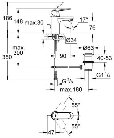 Grohe Eurosmart Cosmopolitan 32825 000 Chrome 1/2 inch Basin Mixer