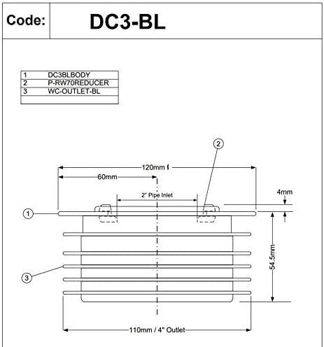 McAlpine DC3-BL Drain Reducer Connector-4"/110mm x 2", Black