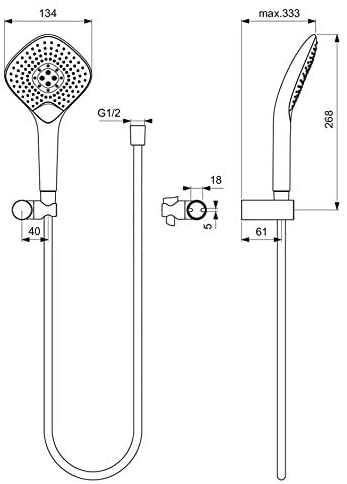 Ideal Standard B2460AA Evo Jet Diamond Shower Kit, Chrome