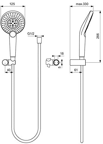 Ideal Standard B2459AA Evo Jet Round Shower Kit, Chrome