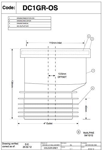 McAlpine 4"/110mm Gray Offset Drain Connector DC1GR-OS