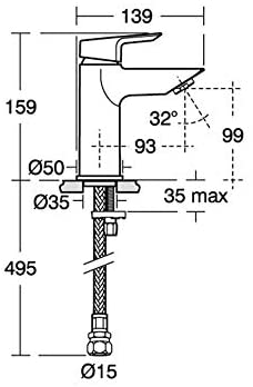 Ideal Standard A6587AA Tesi Single Lever Basin Mixer Without Waste