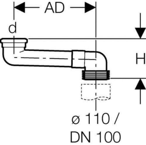 Geberit 388350291 Swan-Neck Toilet Connector PVC Horizontal DN 90/100