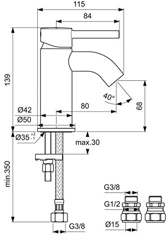 Ideal Standard BC185AA Ceraline Mini Single Lever Basin Mixer