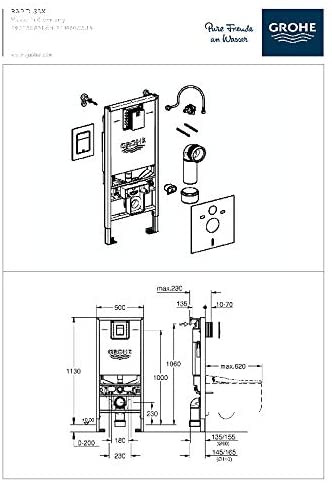 Grohe ‰ۡóÁÌÎ̝ÌÎ̥ Recessed Cistern ‰ۡóÁÌÎ̝ÌÎ̥ Rapid SLX 3-in-1 Toilet 6 L 1.13 m (Ref 39598000)