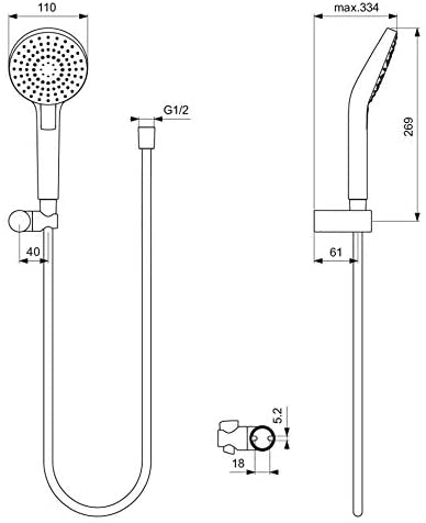 Ideal Standard B2404AA Evo Round Shower Kit, Chrome