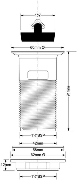 McAlpine Basin Waste 1å_" Backnut Slotted Basin Waste BSW12T