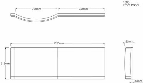 ZEYA P Shape Bath Panel 1500