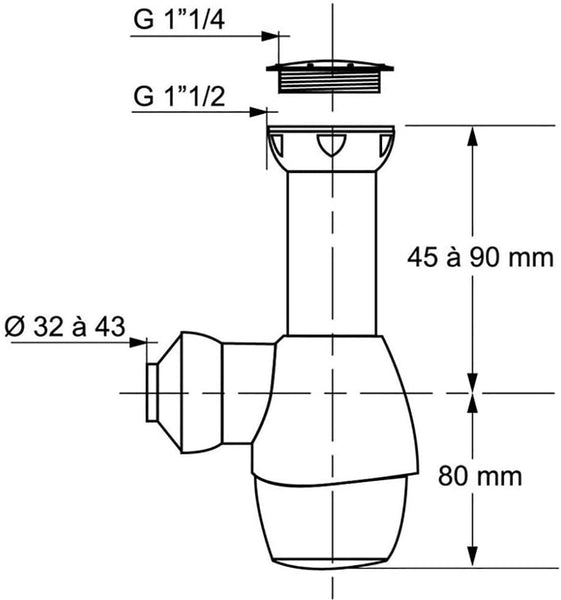 Wirquin 31190002 Universal Sink Siphon White/Grey