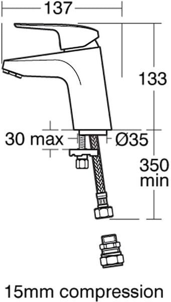 Ideal Standard B1812AA Ceraflex Basin Mixer, Chrome