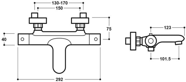 Synergy Tec Studio L Thermo Wall Mounted Bath Shower SY-L13-N