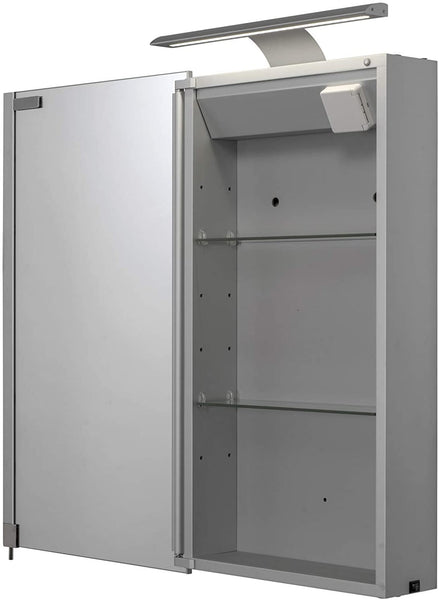 Croydex WC147769E Jefferson Single Door Illuminated Cabinet, Aluminium