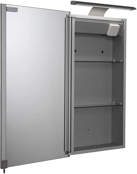 Croydex WC147769E Jefferson Single Door Illuminated Cabinet, Aluminium