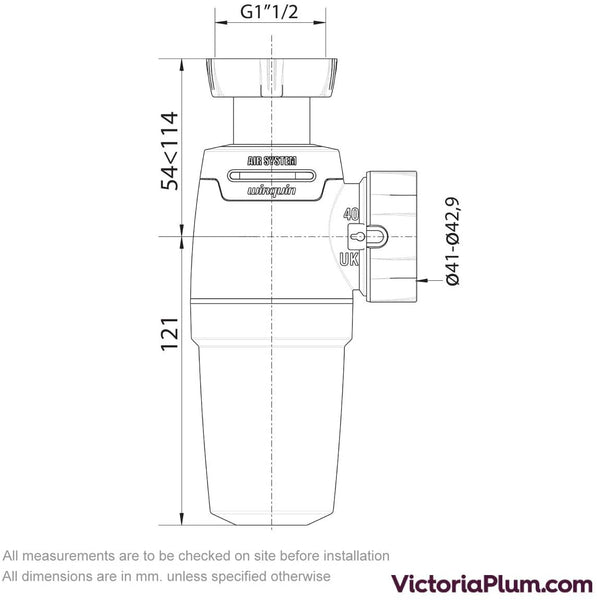 Wirquin Neo Air 1.1/2" 40mm Kitchen Sink Trap - Air Admittance Valve