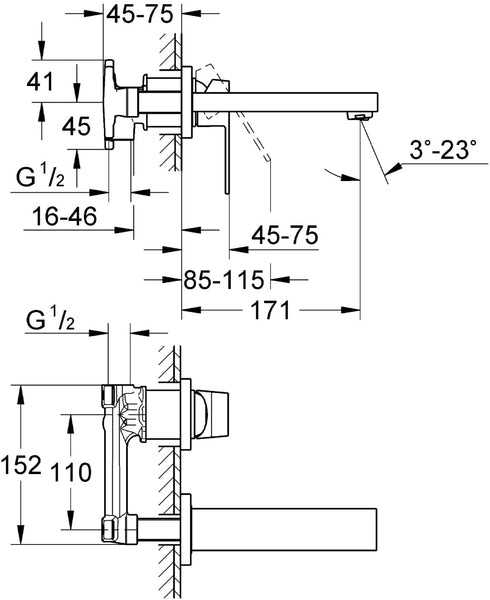 Grohe 19895000 Eurocube 2-Hole Mixing Valve