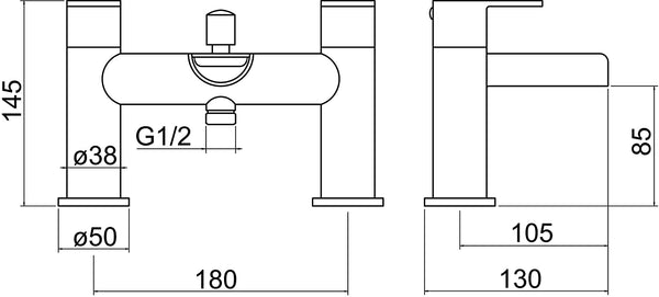 Trisen Ganton TT504 Two Lever Bath Shower Mixer and Kit