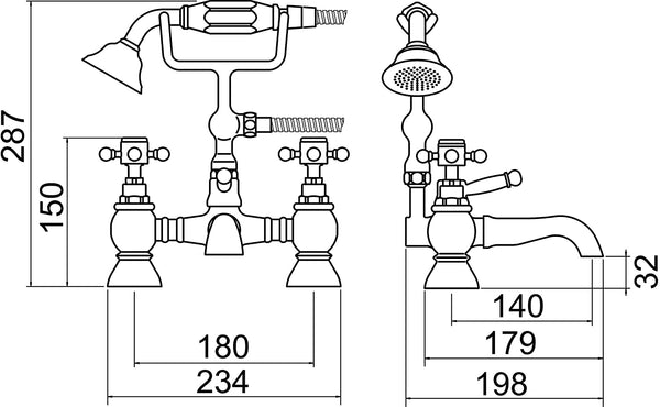 Trisen Formby TT104 Two Handle Traditional Bath Shower Mixer