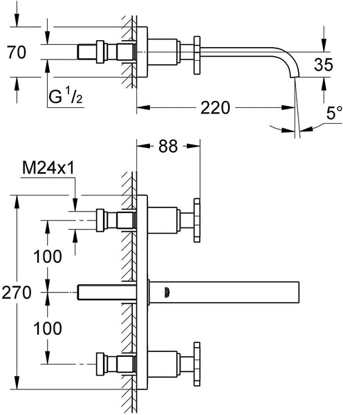 GROHE 20190000 Allure Three-Hole Basin Mixer Tap