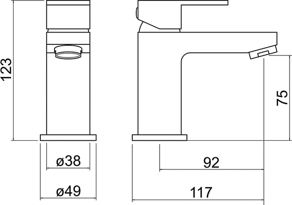 Trisen Hiron TT901 Single Lever Mini Mono Basin Mixer (No Waste)