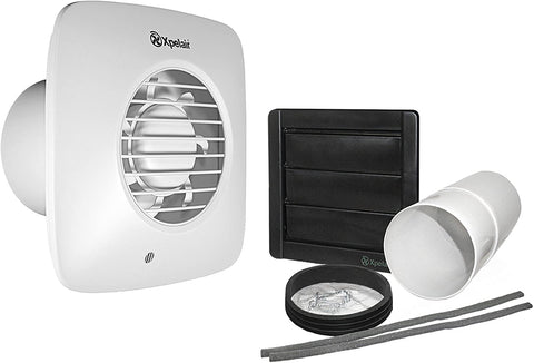 Xpelair DX100S 4-Inch Standard Square Bathroom Fan with Wall Kit