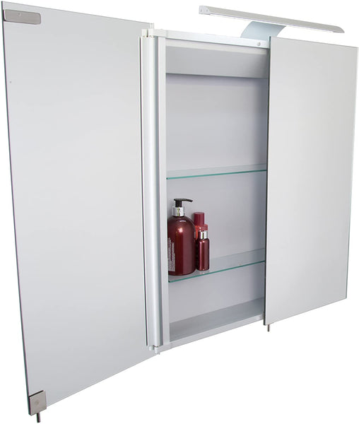 Croydex Sudbury Double Door Illuminated Cabinet with LED Lighting Bar and Hang N Lock Fitting System