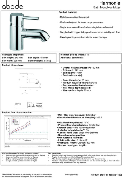 Abode HARMONIE Bath Monobloc Mixer - AB1192