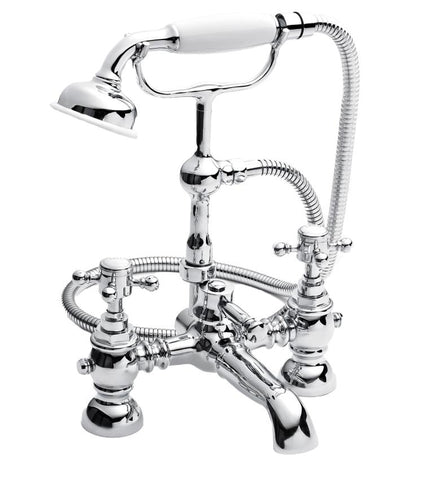 Edwardian Style Bath Shower Mixer with Shower Kit, Chrome (Product Code: TED304)